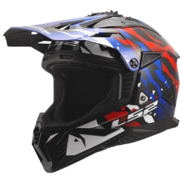 Motokros čelada LS2 Fast EVO II Grotesk (MX708), bela/modra/rdeča