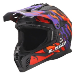 Motokros čelada LS2 Fast EVO II Grotesk (MX708), vijolična/oranžna