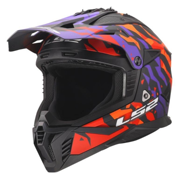 Motokros čelada LS2 Fast EVO II Grotesk (MX708), vijolična/oranžna