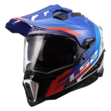 Adventure motoristična čelada LS2 Explorer Hexa (MX701), bela/modra/rdeča