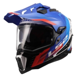 Adventure motoristična čelada LS2 Explorer Hexa (MX701), bela/modra/rdeča