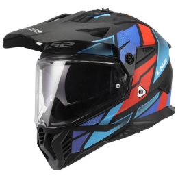 Adventure motoristična čelada LS2 Pioneer II Block (MX702), črna/modra/rdeča