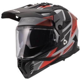Adventure motoristična čelada LS2 Pioneer II Block (MX702), črna/siva/rdeča