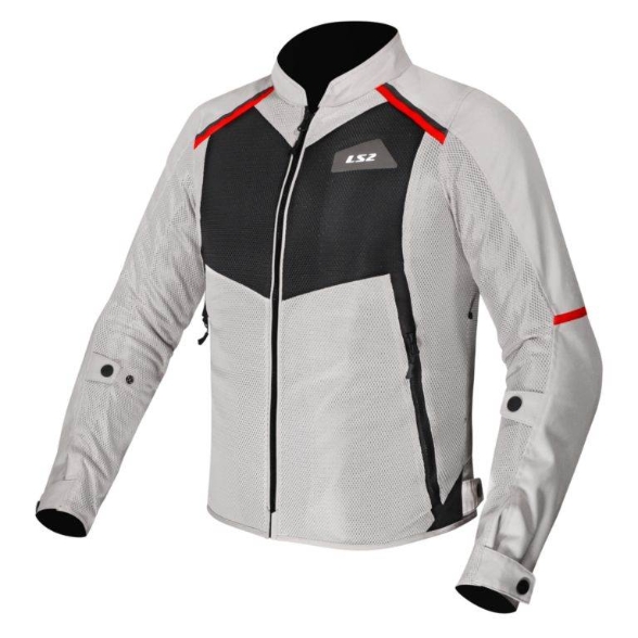 Poletna motoristična jakna LS2 Breeze, bela/črna/rdeča