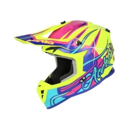 Motokros čelada ACERBIS Linear, rumena/roza