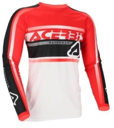 Motokros majica ACERBIS MX Linear Lugo, bela/rdeča