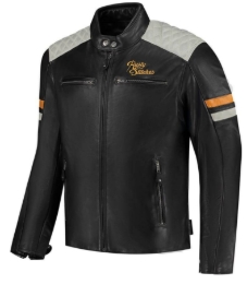 Usnjena motoristična jakna Rusty Stitches Jack Jari V2, črna/siva/zlata