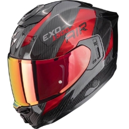 Karbonska motoristična čelada Scorpion EXO-1500 CARBON Air Platted, črna/rdeča