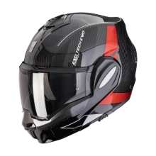 Karbonska preklopna motoristična čelada Scorpion EXO-Tech EVO CAD, črna/rdeča