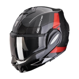 Karbonska preklopna motoristična čelada Scorpion EXO-Tech EVO CAD, črna/rdeča