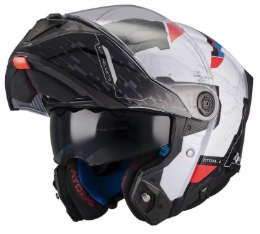Preklopna čelada za motor MT Helmets ATOM 2 SV HIGHLANDS, črna/bela/rdeča