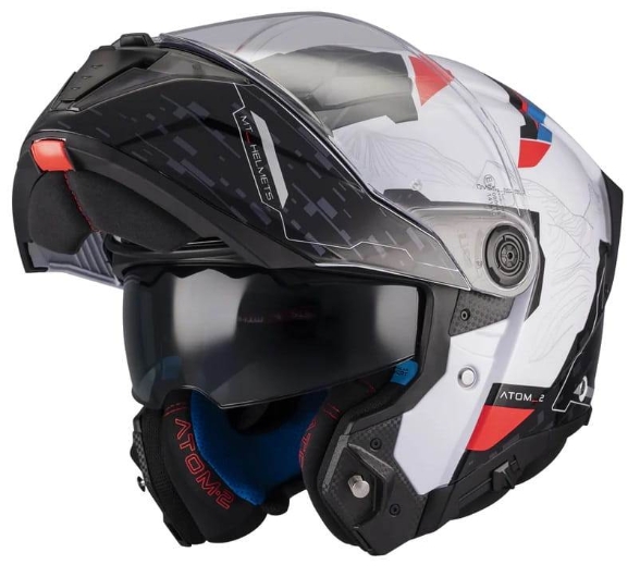 Preklopna čelada za motor MT Helmets ATOM 2 SV HIGHLANDS, črna/bela/rdeča