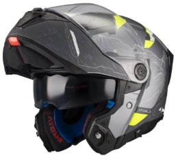 Preklopna čelada za motor MT Helmets ATOM 2 SV HIGHLANDS, mat siva/rumena