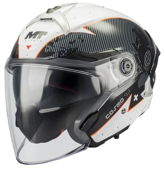 Jet čelada za skuter MT Helmets COSMO SV LAYOUT črna/bela
