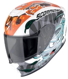 Otroška motoristična čelada SCORPION EXO-JNR AIR, bela/modra/oranžna